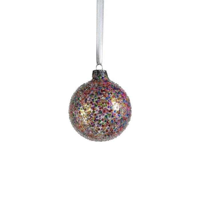 CONFETTI GLASS BALL ORNAMENT-MULTI BRIGHT 3.25"