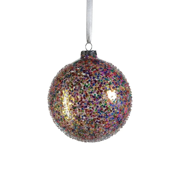 CONFETTI GLASS BALL ORNAMENT-MULTI BRIGHT 4.75"