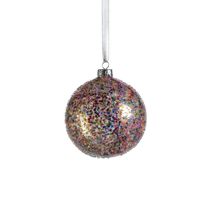 CONFETTI GLASS BALL ORNAMENT-MULTI BRIGHT 4"