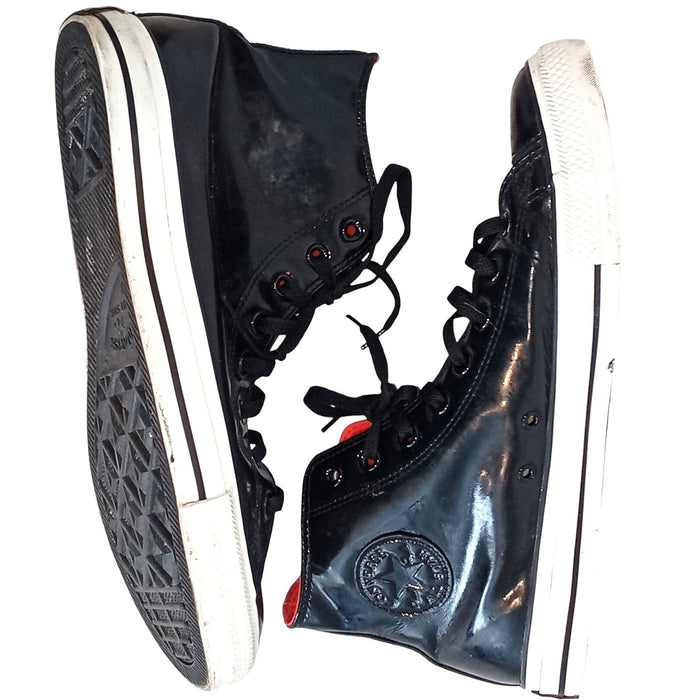 Converse Chuck Taylor All Star High Top Black Patent Leather Red Lining Sneakers0