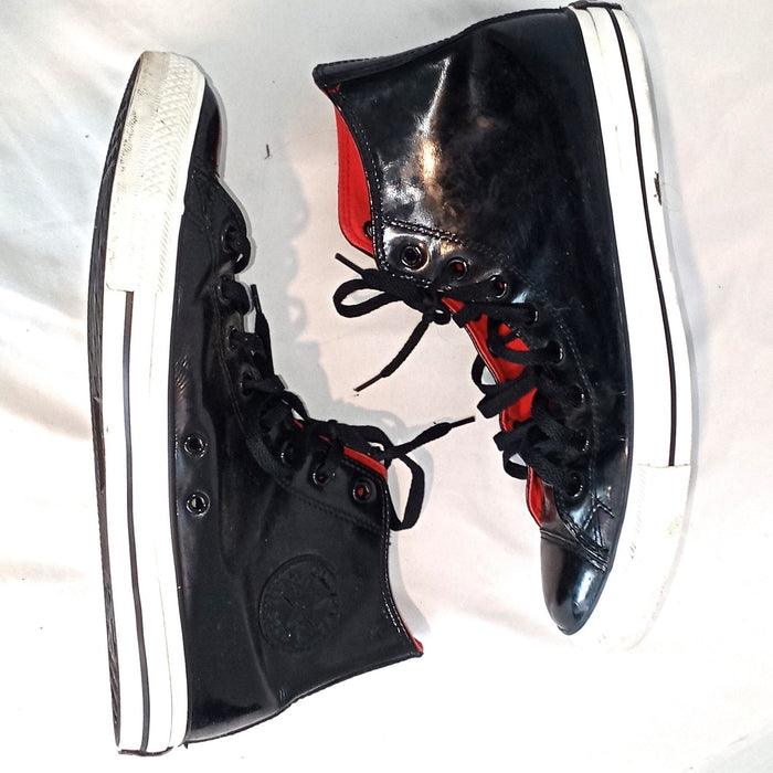 Converse Chuck Taylor All Star High Top Black Patent Leather Red Lining Sneakers1