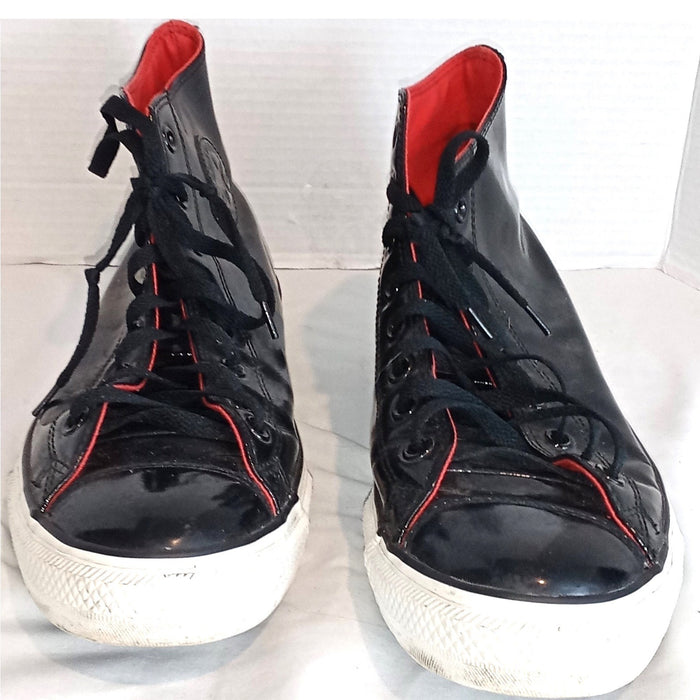 Converse Chuck Taylor All Star High Top Black Patent Leather Red Lining Sneakers4