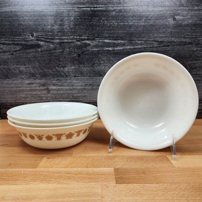 Corelle Corning Butterfly Gold Set of 4 Soup Cereal Bowls 6 1/4" (16cm)