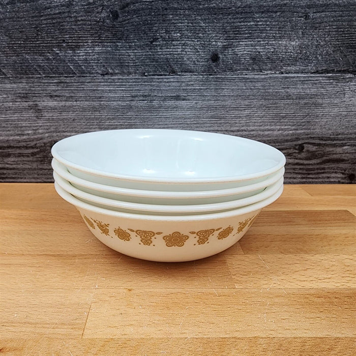 Corelle Corning Butterfly Gold Set of 4 Soup Cereal Bowls 6 1/4" (16cm)