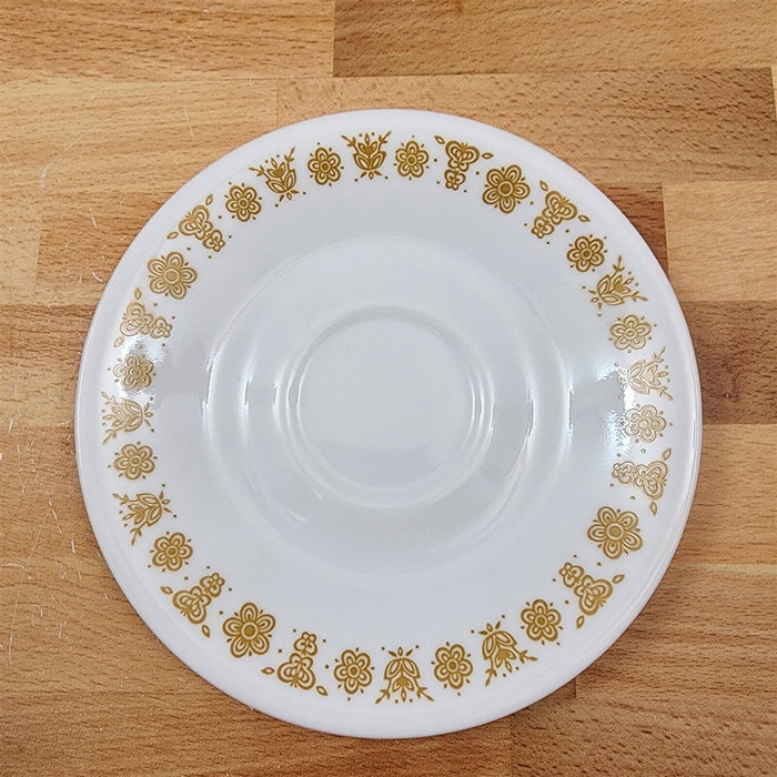 Corelle Corning Butterfly Gold Set of 6 Flat Cup & Saucer with Hook Handle Mugs