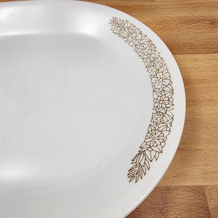 Corelle Corning Woodland Brown Oval Serving Platter Floral Edge Ceramic 12"