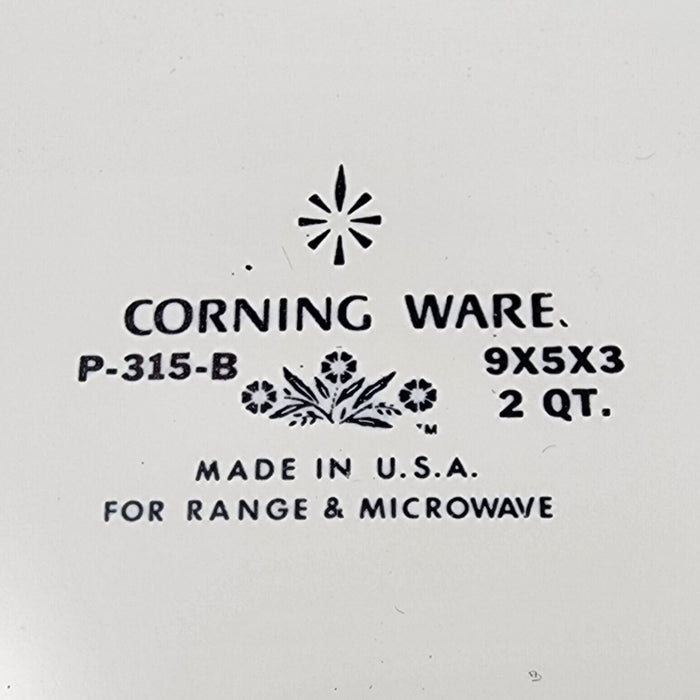 Corning Ware Pyrex Blue Cornflower 11 Inch Loaf Pan P-315-B 2QT Baking Bread Pan