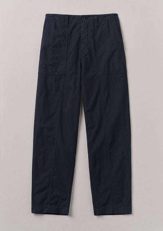 Cotton Linen Workwear Trousers | Raven Blue