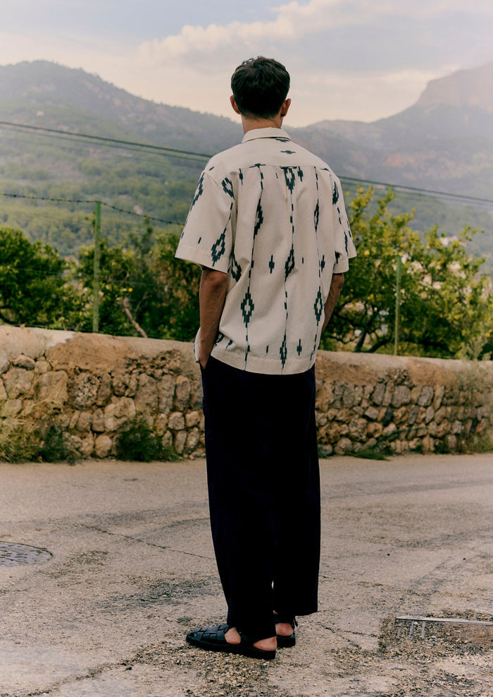 Cotton Linen Workwear Trousers | Raven Blue