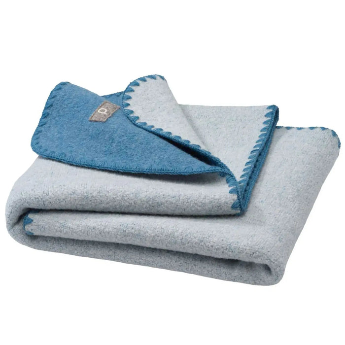 Couverture bébé double face en laine bouillie Disana – Dove blue