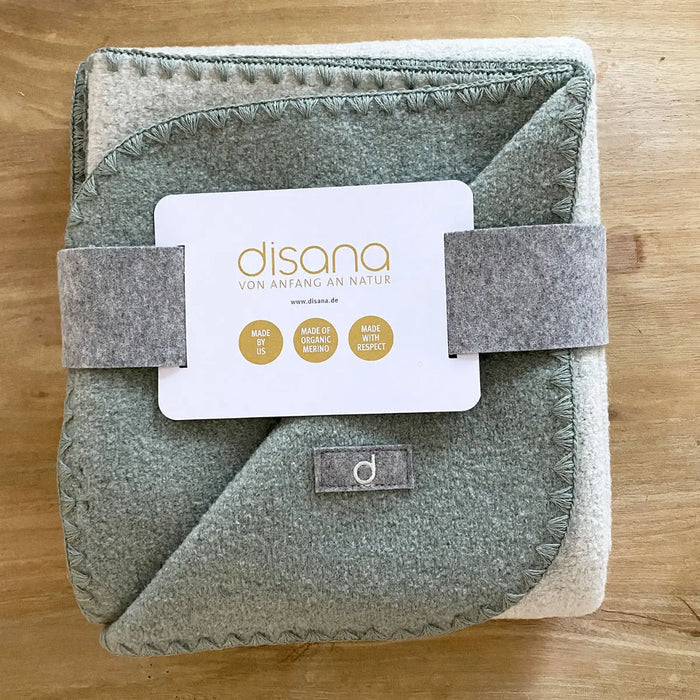 Couverture bébé double face en laine bouillie Disana – Jade