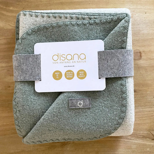 Couverture bébé double face en laine bouillie Disana – Jade