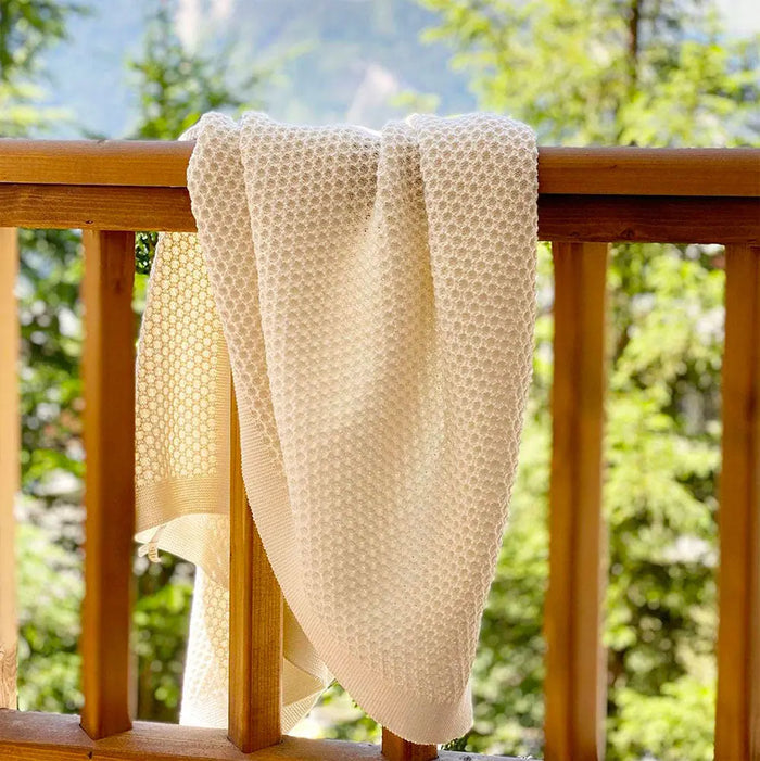 Couverture bébé nid d'abeilles en laine Disana - Eucalyptus - Lilinappy