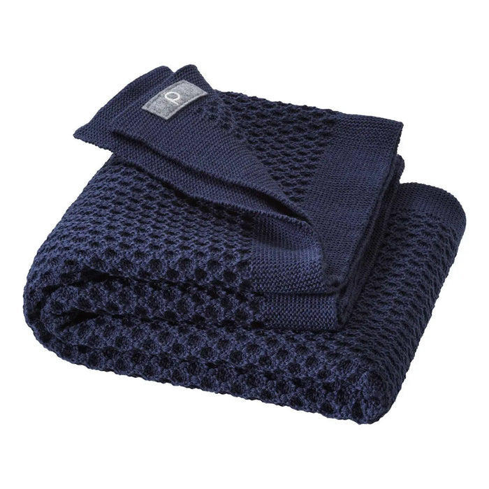Couverture bébé nid d'abeilles en laine Disana - Indigo