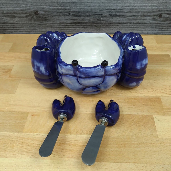 Crab Butter Bowl Dip Server with Spreader by Blue Sky and Heather Goldminc