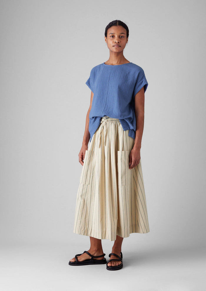 Crinkle Cotton Gauze Top | Cornflower