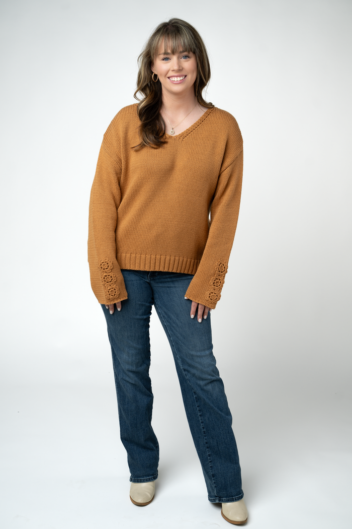 Crochet Sleeve Top - Camel
