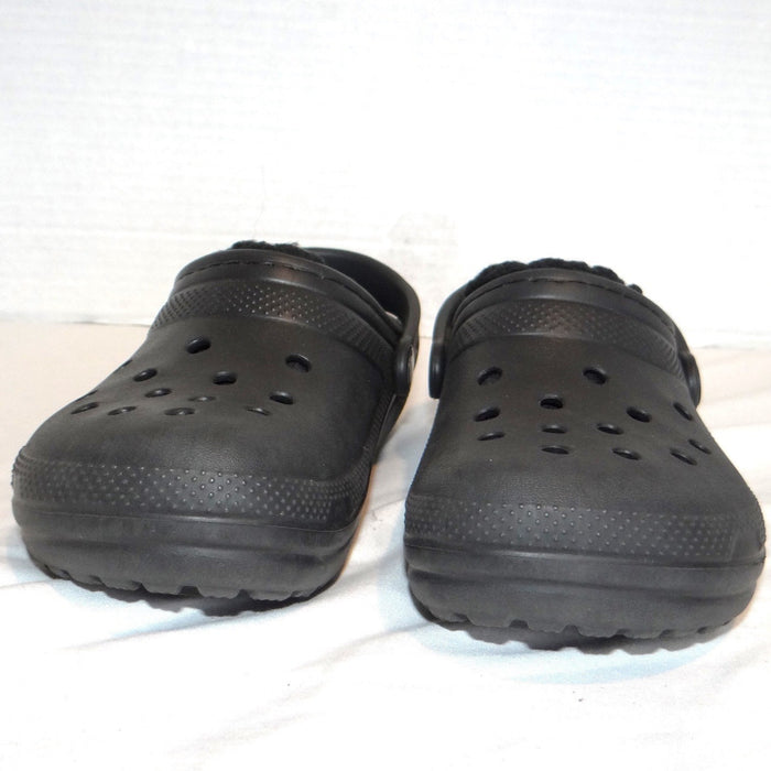 Crocs Kids Classic Lined Clog Black Faux Fur Fuzzy Slip On Shoes Kids Size 133
