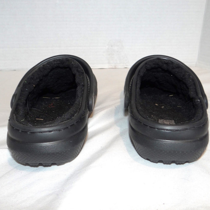 Crocs Kids Classic Lined Clog Black Faux Fur Fuzzy Slip On Shoes Kids Size 134