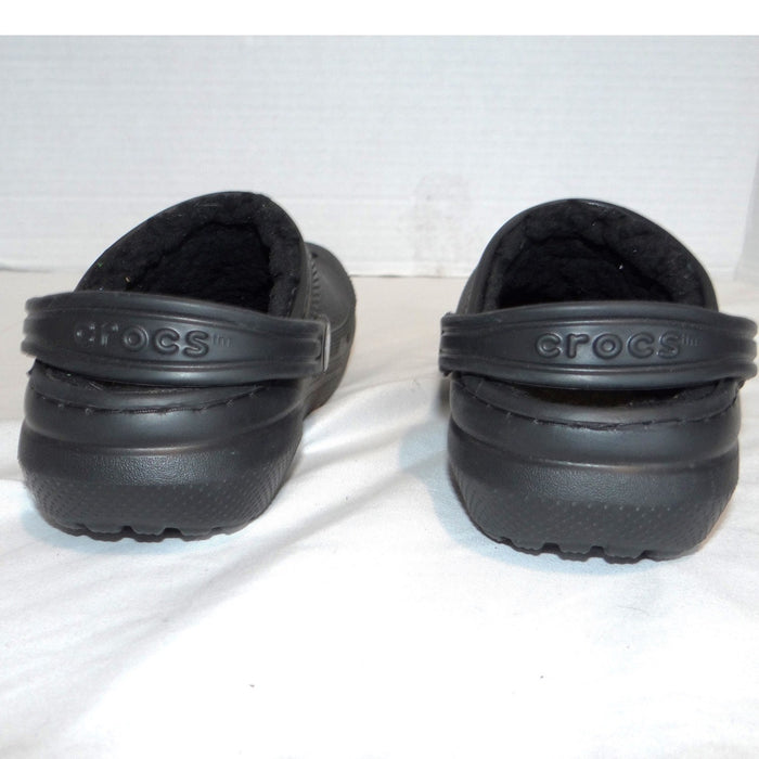 Crocs Kids Classic Lined Clog Black Faux Fur Fuzzy Slip On Shoes Kids Size 135