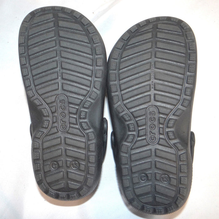 Crocs Kids Classic Lined Clog Black Faux Fur Fuzzy Slip On Shoes Kids Size 137