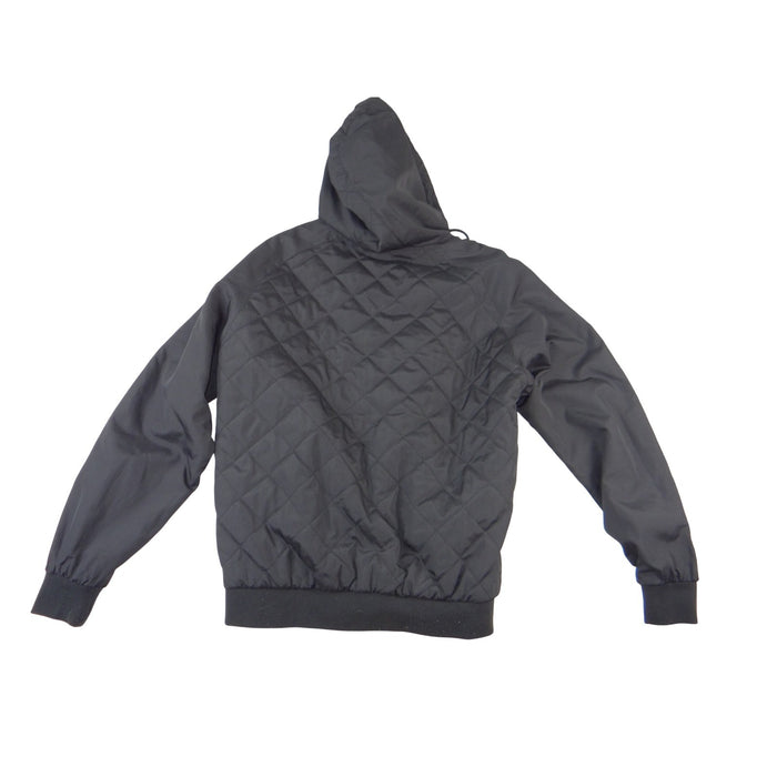 CSG Mens Black Diamond Quilted Hooded Bomber Jacket Full Zip Size Medium 38961