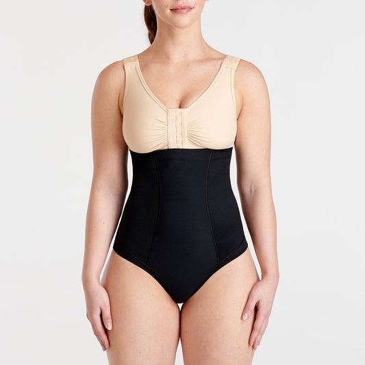 Marena Shape style ME-221 High-waist compression brief front view, in black