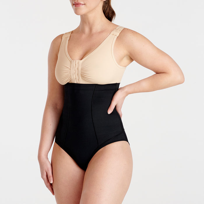 Marena Shape style ME-221 High-waist compression brief front view, in black color
