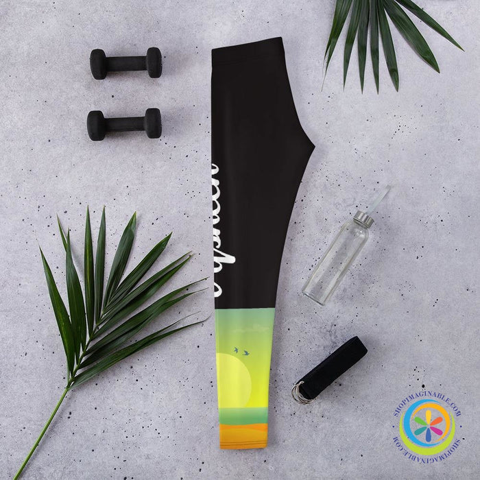 Custom Name Sunset Athleisure Leggings-ShopImaginable.com
