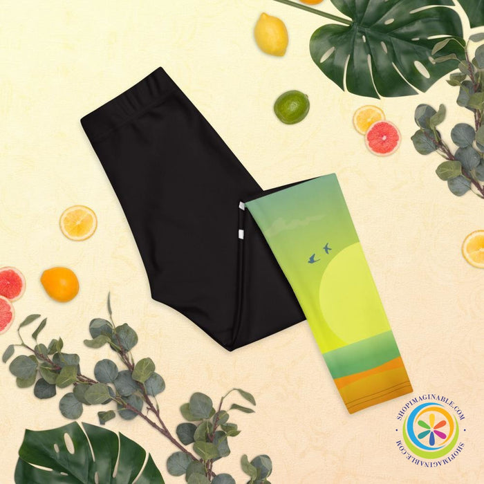Custom Name Sunset Athleisure Leggings-ShopImaginable.com