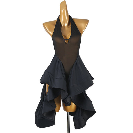 Customisable-Women's Black Sleeveless DanceWear Dance Dress Performance Wear