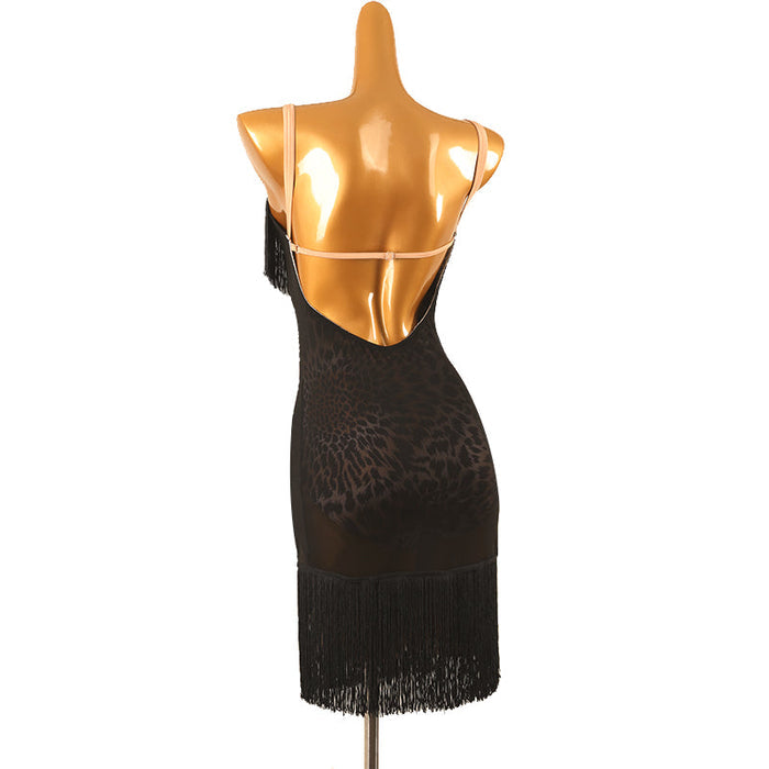 Customisable-Women's Performance Sleeveless Tassel Latin Salsa Dance Dress Competition Dress
