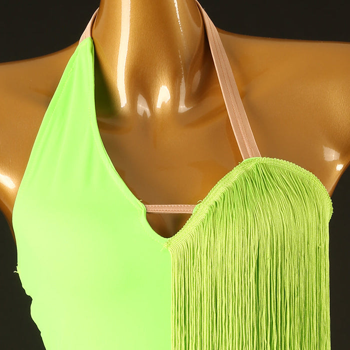 Customisable-Women's Performance Sleeveless Tassel Latin Salsa Dance Dress Competition Dress