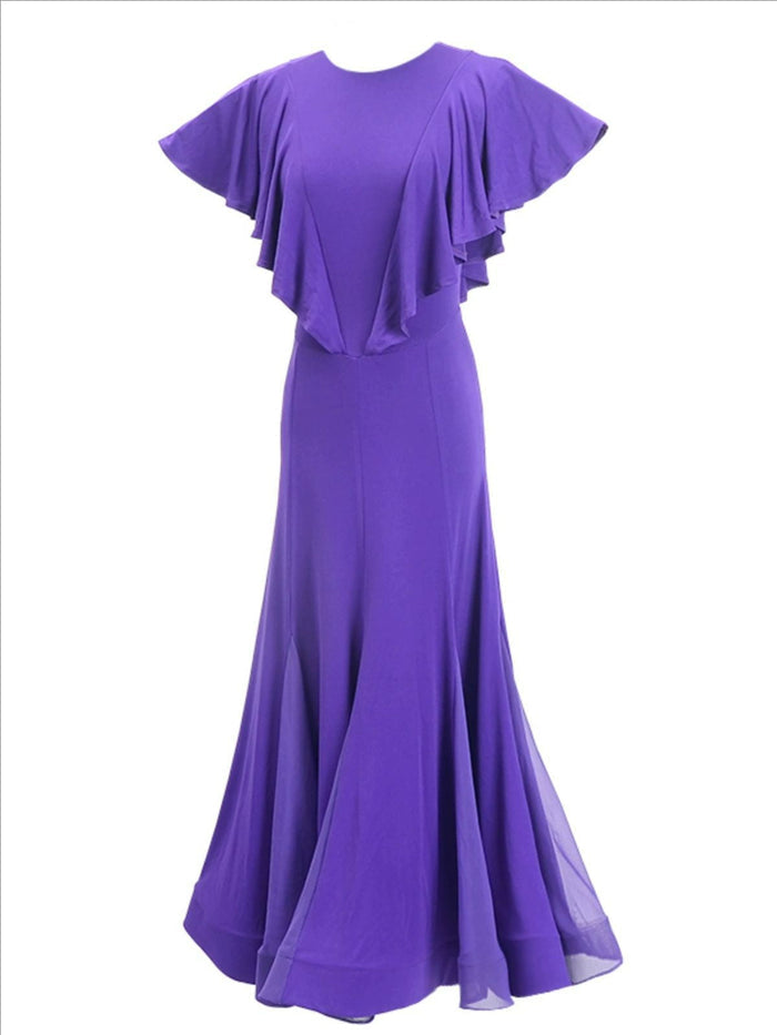 Customisable-Women's Round Neck WaltModern Ballroom Dance Dress Competition Dresses