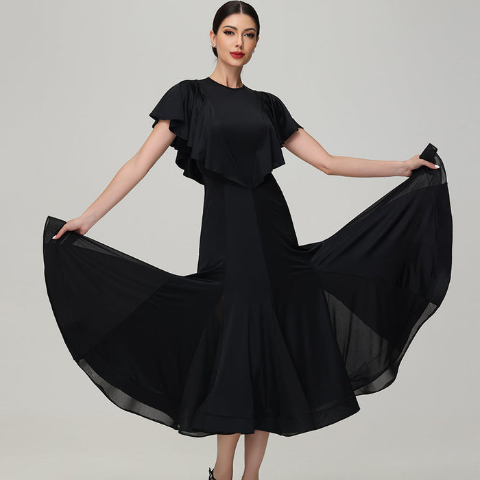 Customisable-Women's Round Neck WaltModern Ballroom Dance Dress Competition Dresses