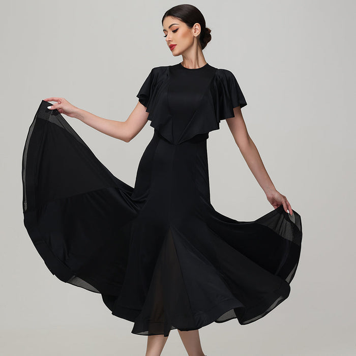 Customisable-Women's Round Neck WaltModern Ballroom Dance Dress Competition Dresses