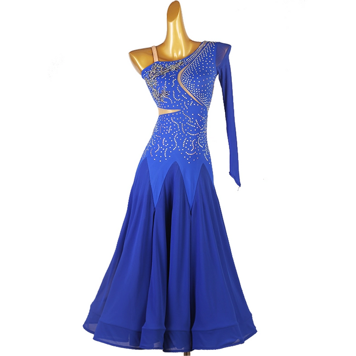 Customisable-Women's Slanted Shoulder WaltBallroom Dance Competition Modern Dance Large Swing Dress