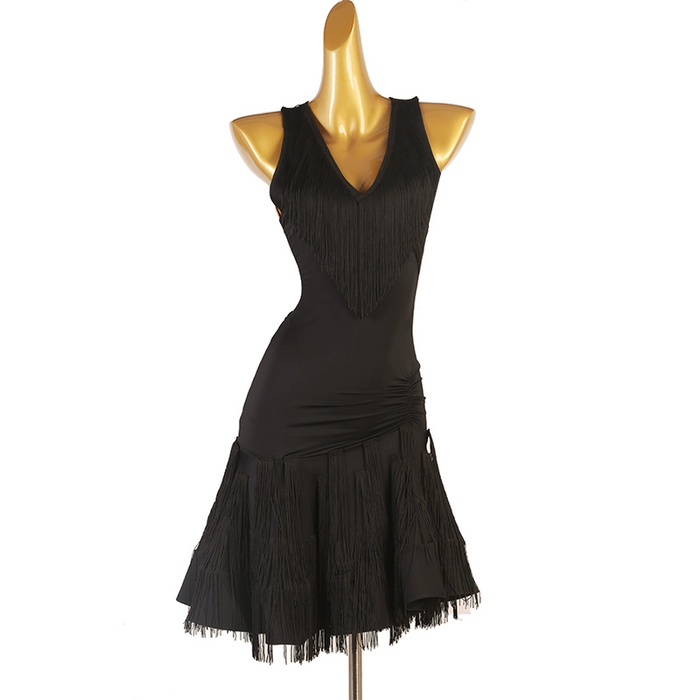 Customisable-Women's V-neck Sleeveless Performance Latin Dance Dress Dance Wear
