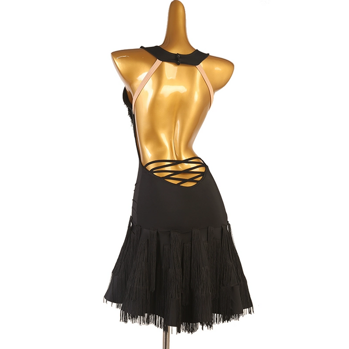 Customisable-Women's V-neck Sleeveless Performance Latin Dance Dress Dance Wear