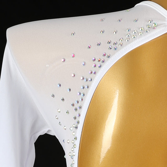 Customisable-Women's White V Neck Tassel DanceWear Dance Dress Performance Wear