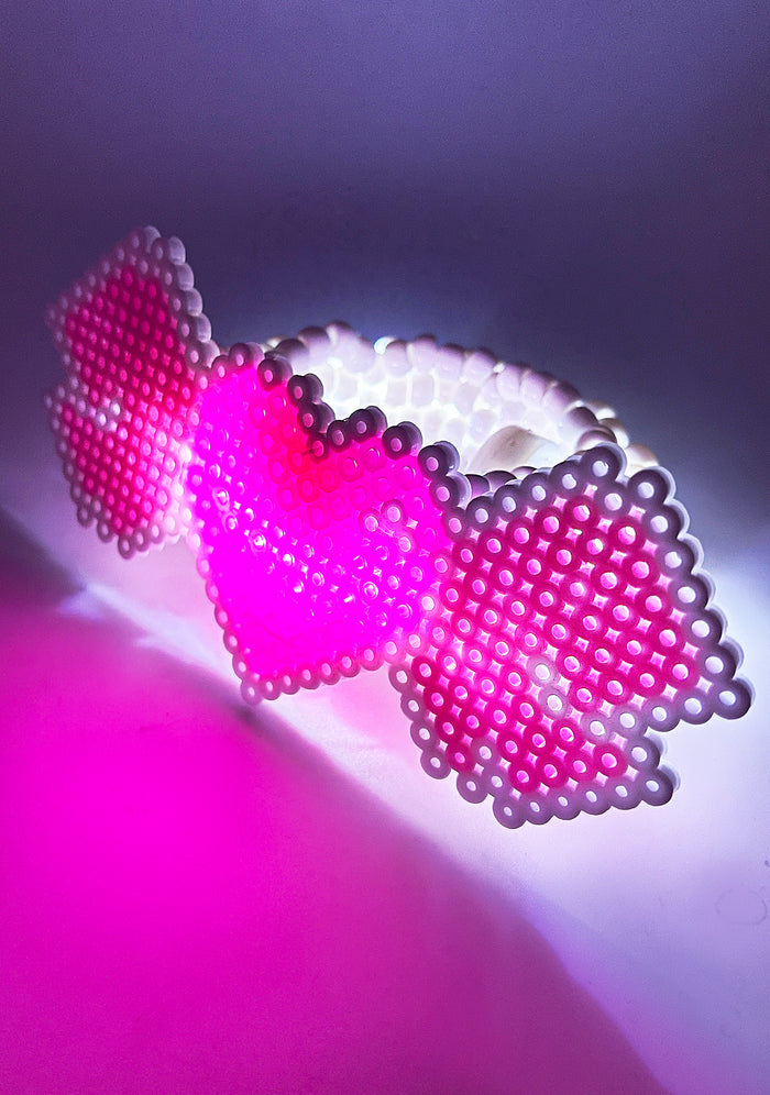 LASR Cyber Hearts Light Up Pendant Rave Kandi Bracelet — front view