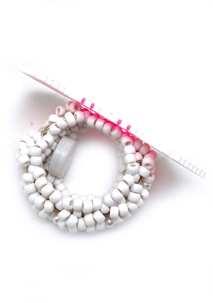 LASR Cyber Hearts Light Up Pendant Rave Kandi Bracelet — detail view
