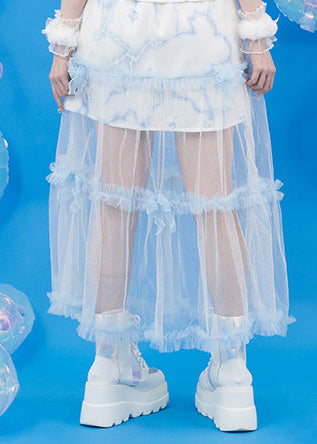 Cyber Jellyfish White Tulle Skirt