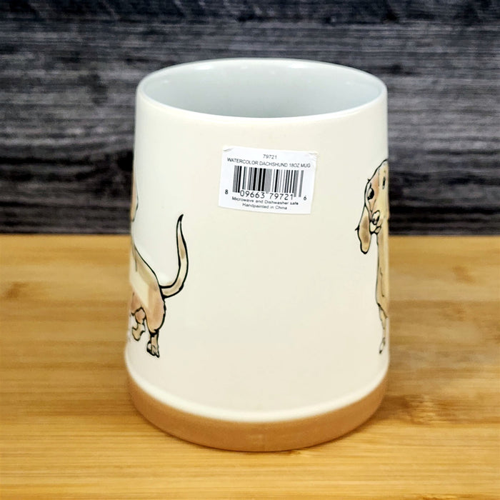 Dachshund Coffee Mug Dog Doxie Breed Tea Cup Blue Sky Ceramic Embossed 18 oz