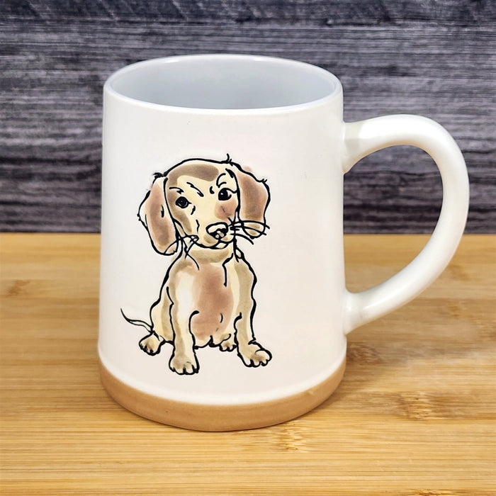Dachshund Coffee Mug Doxie Breed Dog Blue Sky Ceramic Embossed 18 oz Tea Cup
