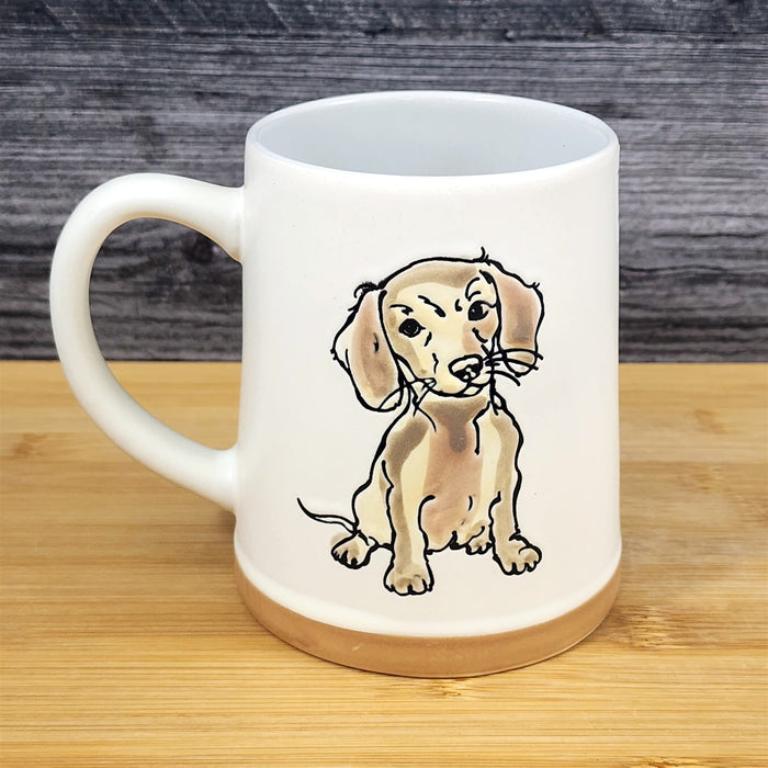 Dachshund Coffee Mug Doxie Breed Dog Blue Sky Ceramic Embossed 18 oz Tea Cup