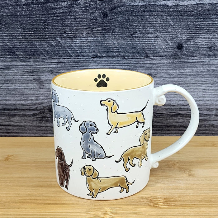Dachshund Coffee Mug Doxie Breed Dog Ceramic Embossed 21oz Tea Cup Blue Sky