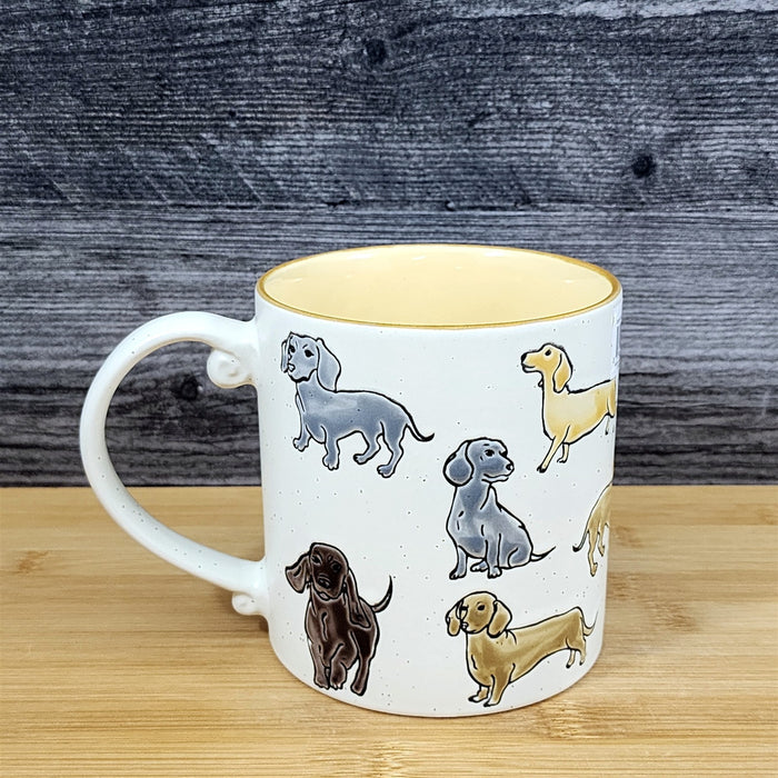 Dachshund Coffee Mug Doxie Breed Dog Ceramic Embossed 21oz Tea Cup Blue Sky