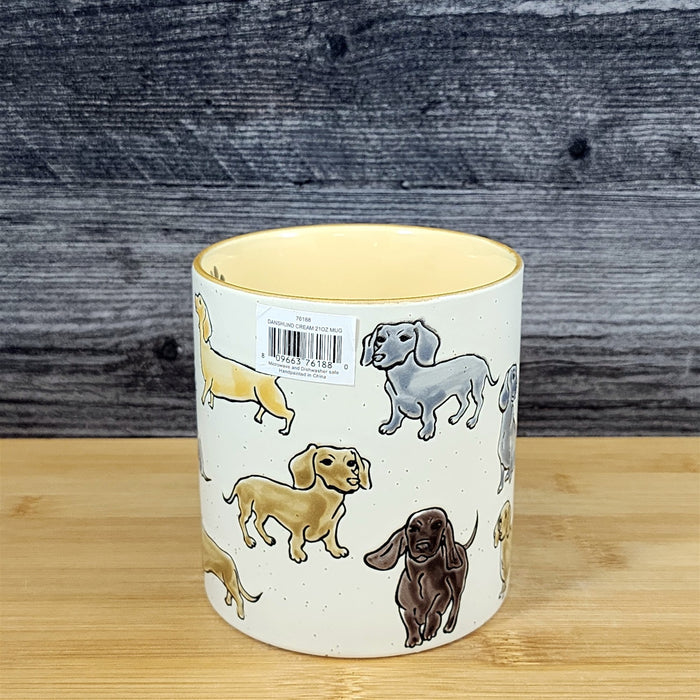 Dachshund Coffee Mug Doxie Breed Dog Ceramic Embossed 21oz Tea Cup Blue Sky