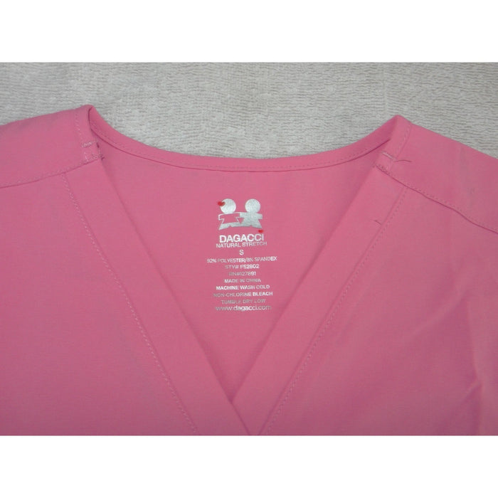 Dagacci Natural Stretch Pink V Neck Scrub Top FS2802 Womens Small Short Sleeve7